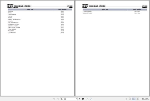 Laverda Round Baler VB 12.18 Parts Catalog 27913500 1