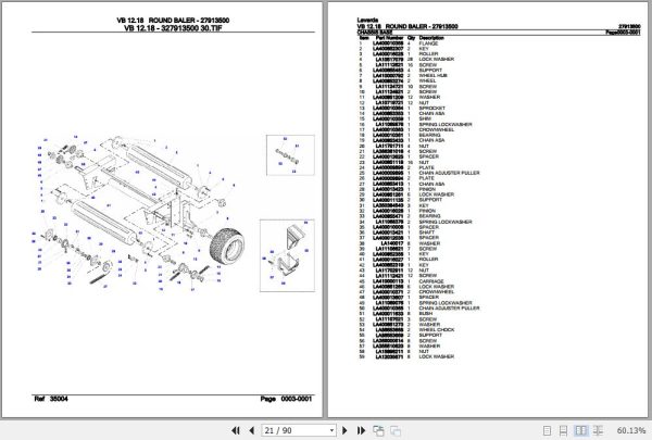 Laverda Round Baler VB 12.18 Parts Catalog 27913500 2