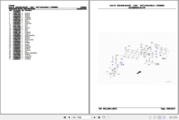 Laverda Square Baler LB 8.70 Parts Catalog 27929500 3