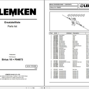 Lemken Mounted Field Sprayers Sirius 10 Parts Catalog 17512298 1