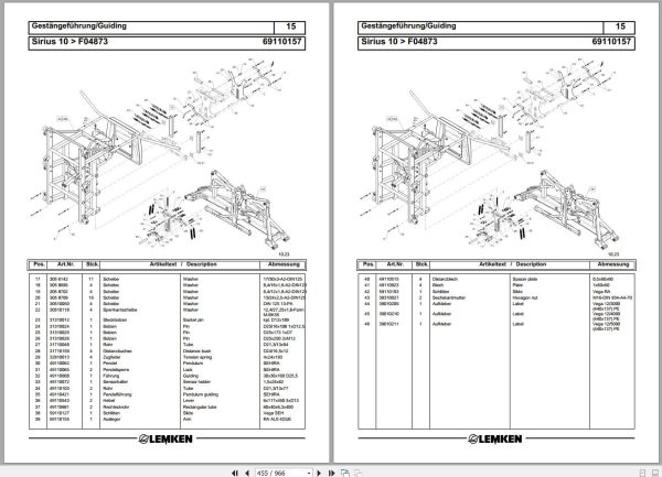 Lemken Mounted Field Sprayers Sirius 10 Parts Catalog 17512298 2
