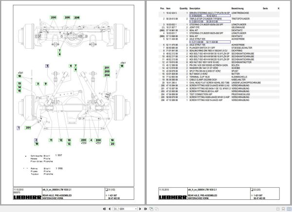 Liebherr Mobile Crane LTM 1030 2.1 080054 Operating Parts Technical Manual Wiring Diagram 3