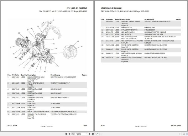 Liebherr Mobile Crane LTM 1050 3.1 083886 Spare Parts Catalog 2