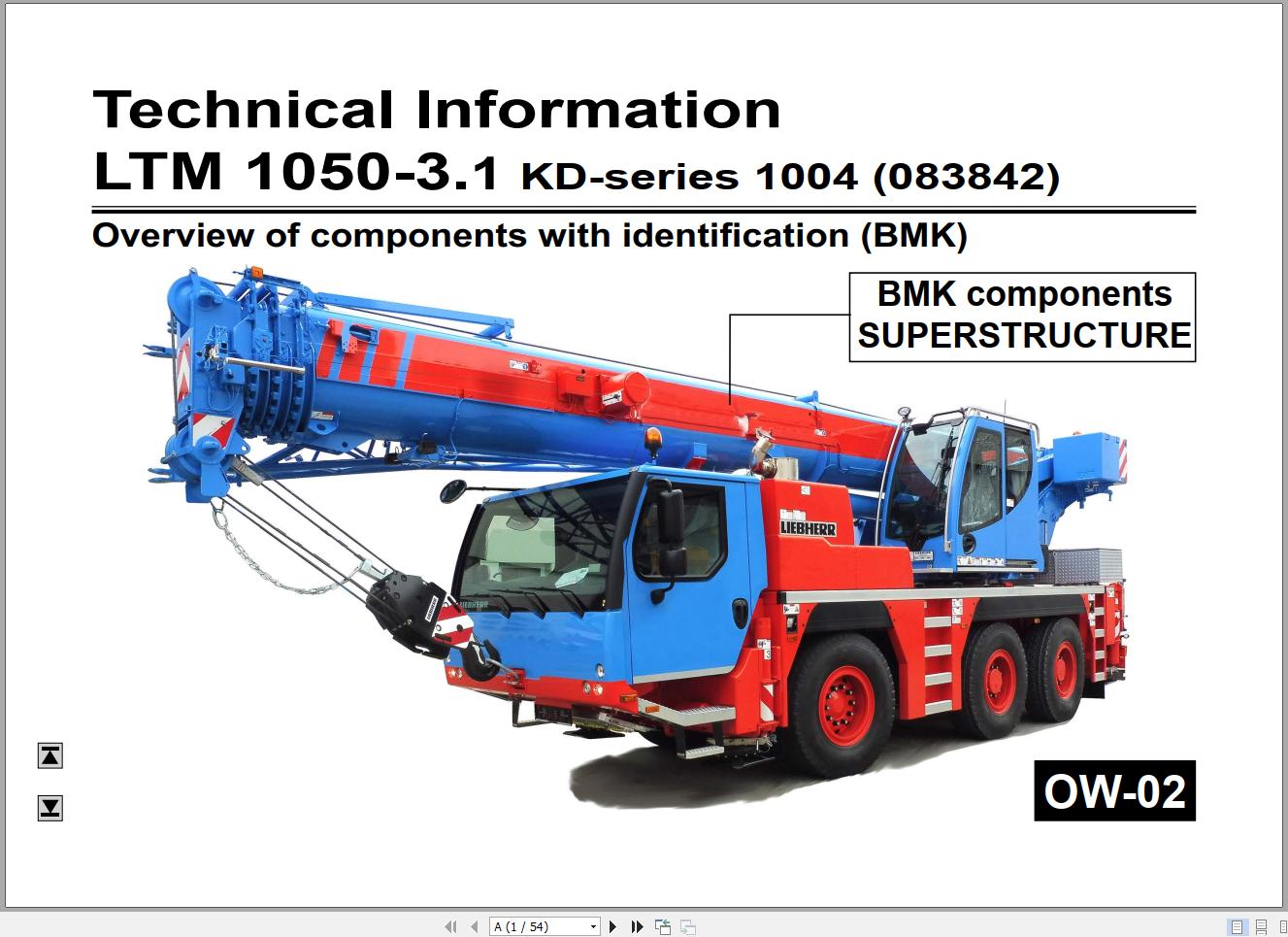 Liebherr Mobile Crane LTM 1050 3.1 083940 Operating Parts Technical Manual Wiring Diagram 1