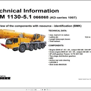 Liebherr Mobile Crane LTM 1130 5.1 066988 Operating Parts Technical Manual Wiring Diagram 1
