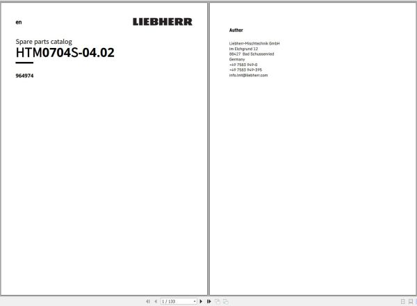 Liebherr Truck Mixer HTM0704S 04.02 964974 Operating Parts Manual Electrical Schematic 3