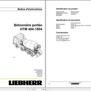 Liebherr Truck Mixer HTM0904F 06.00 964912 Operating Parts Manual Wiring Diagram 1