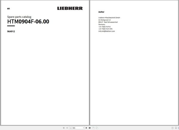Liebherr Truck Mixer HTM0904F 06.00 964912 Operating Parts Manual Wiring Diagram 3