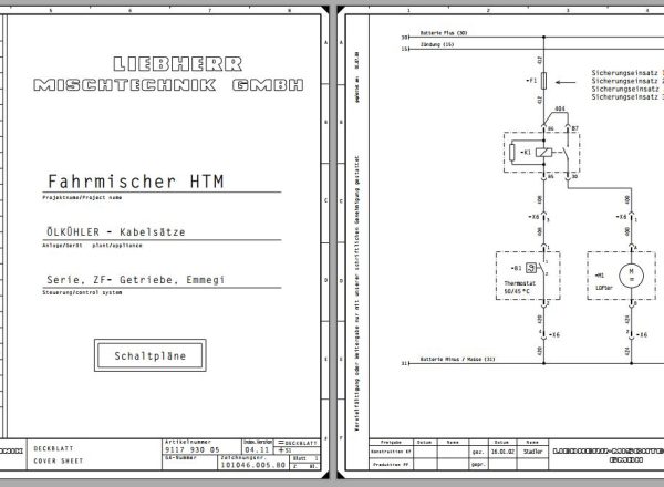 Liebherr Truck Mixer HTM0904F 06.00 964912 Operating Parts Manual Wiring Diagram 5