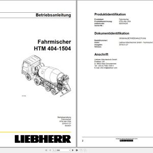 Liebherr Truck Mixer HTM0904F 06.00 964914 Operating Parts Manual Wiring Diagram 1