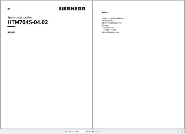 Liebherr Truck Mixer HTM704S 04.02 969523 Operating Parts Manual Electrical Schematic 3
