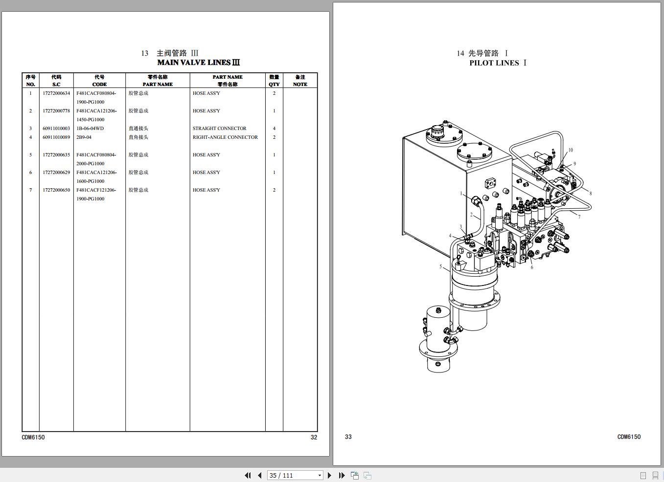 Lonking Excavator CDM6150 Spare Parts Catalog EN ZH 2