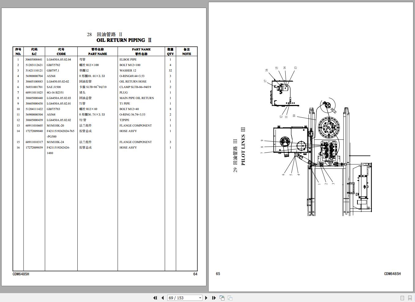 Lonking Excavator CDM6485H Spare Parts Catalog EN ZH 2
