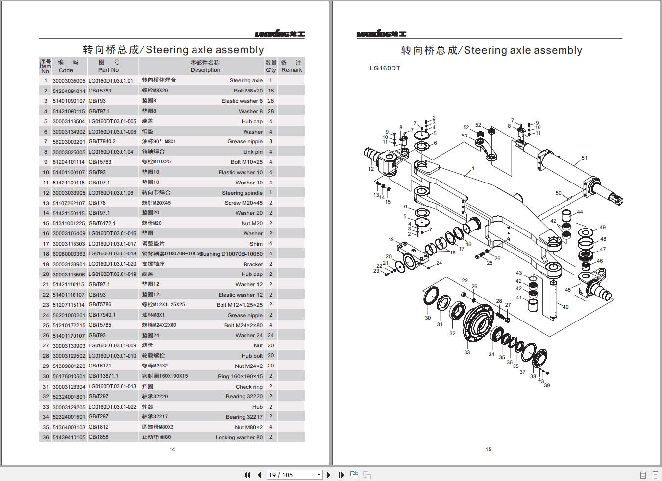 Lonking Forklift LG160DT Spare Parts Catalog EN ZH 2