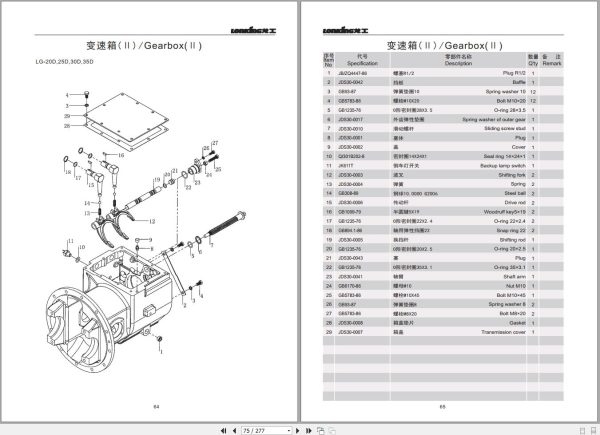 Lonking Forklift LG20D LG25D LG30D LG35D Spare Parts Catalog EN ZH 2