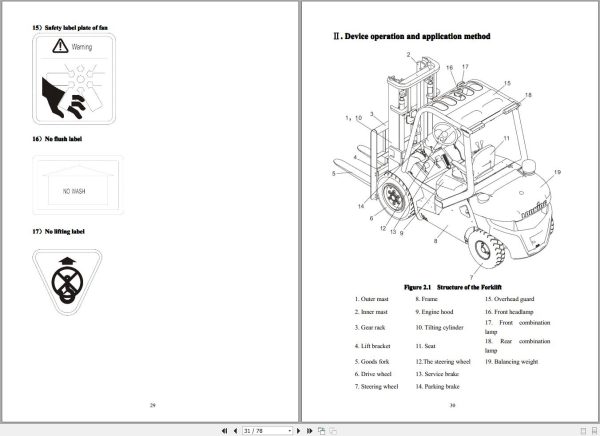 Lonking Forklift LG20D LG35DT Operators Manual EN 1