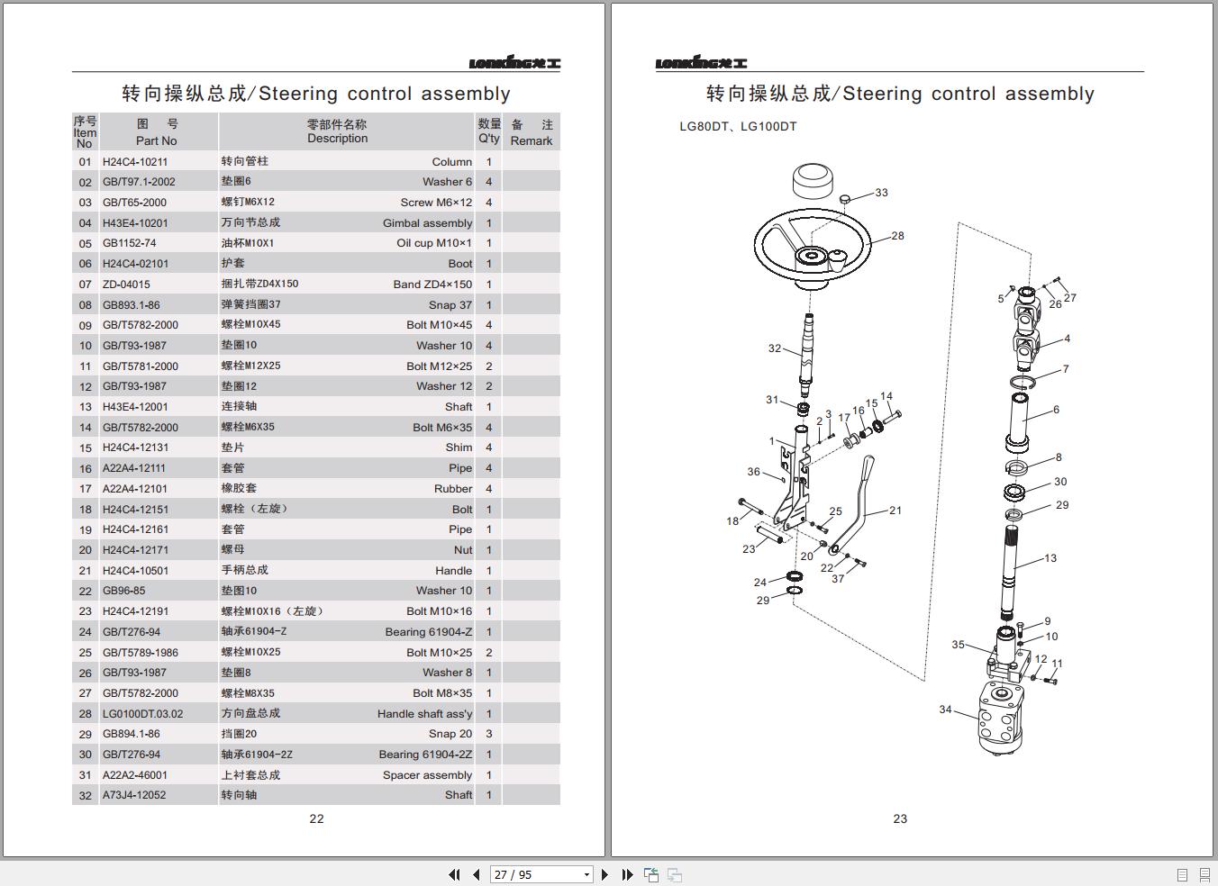 Lonking Forklift LG80DT LG100DT Spare Parts Catalog EN ZH 2
