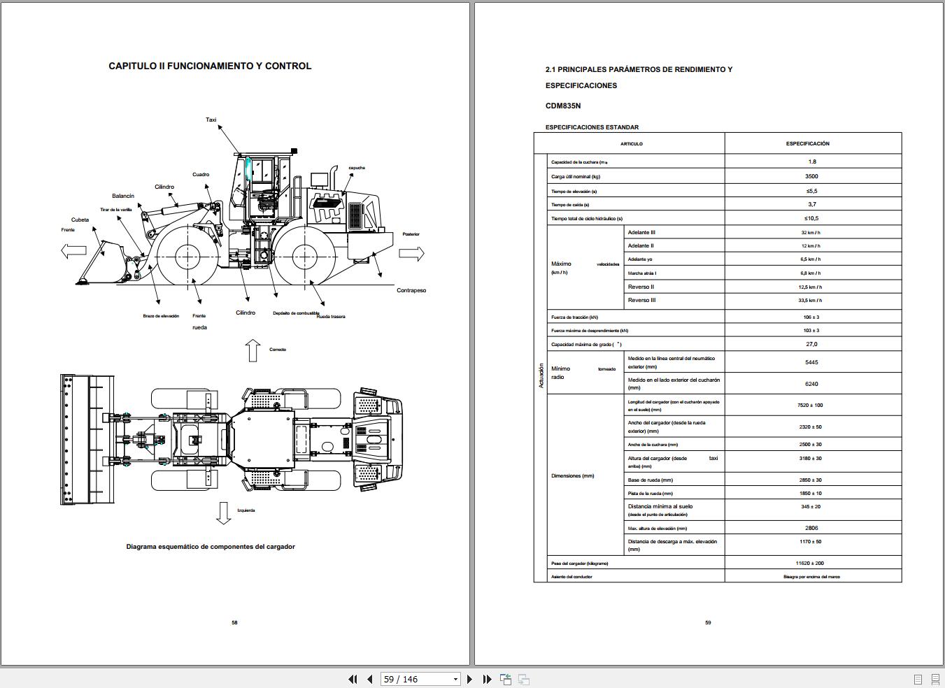 Lonking Wheel Loader CDM833 Operators Manual ES 2