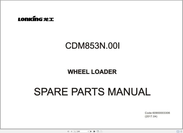 Lonking Wheel Loader CDM853 Spare Parts Catalog EN ZH 1