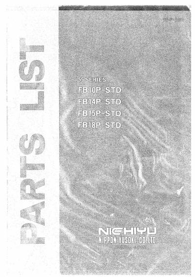 Nichiyu Forklift FB10P STD to FB18P STD Parts Manual 1