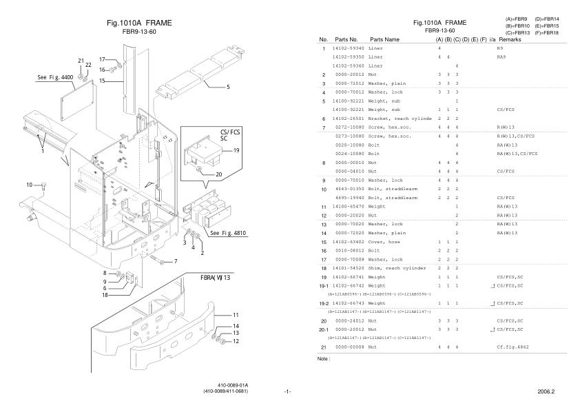 Nichiyu Forklift FBR10 15 63SF Parts Manual 1