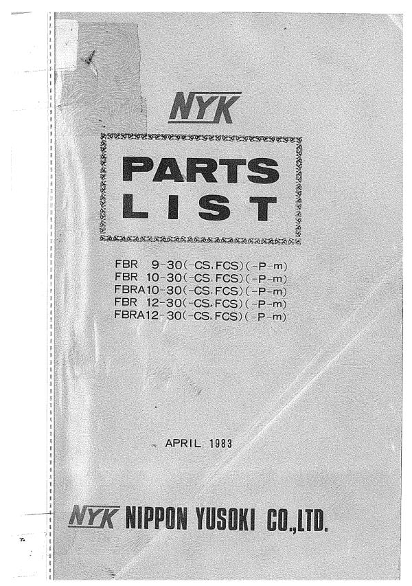 Nichiyu Forklift FBR9 30 to FBRA12 30 Parts Manual 1