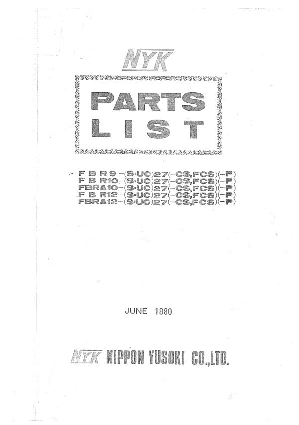 Nichiyu Forklift FBR9 to FBRA12 Parts List 1