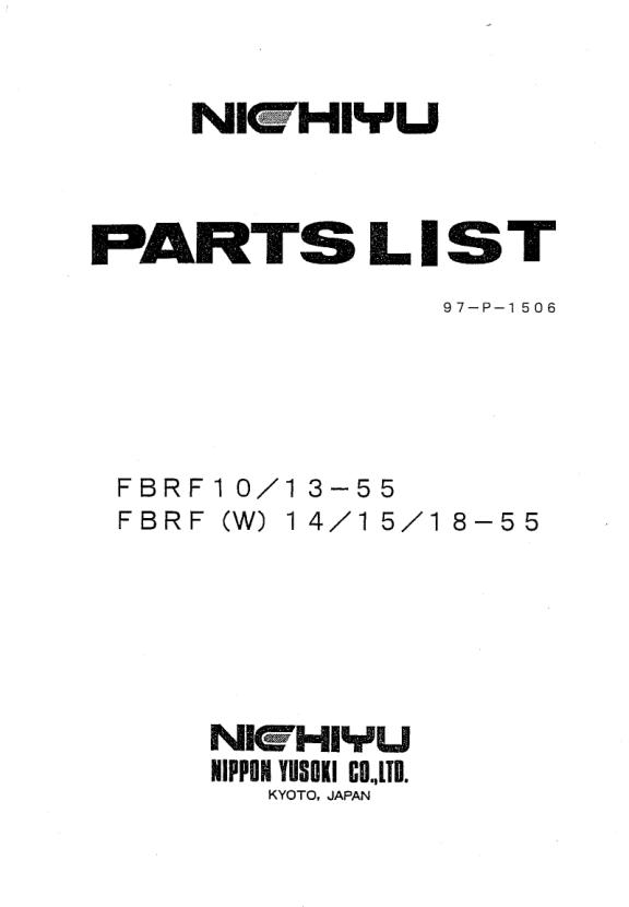 Nichiyu Forklift FBRF10 55 to FBRFW18 55 Parts Manual 1