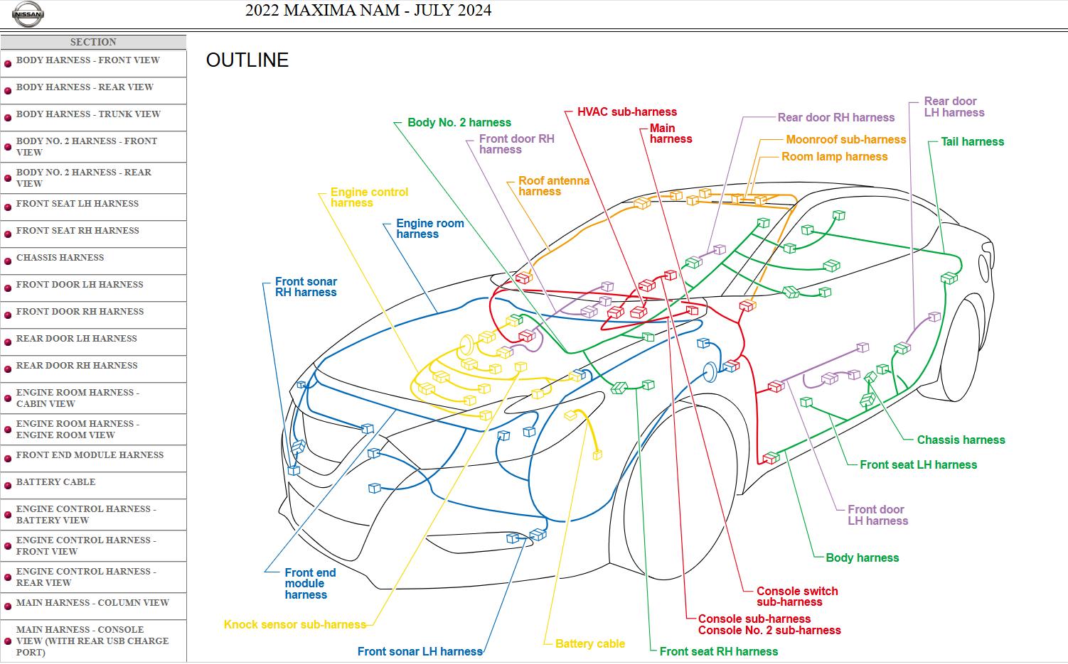 Nissan MAXIMA A36 2022 July 2024 Service Manual Wiring Diagrams 2