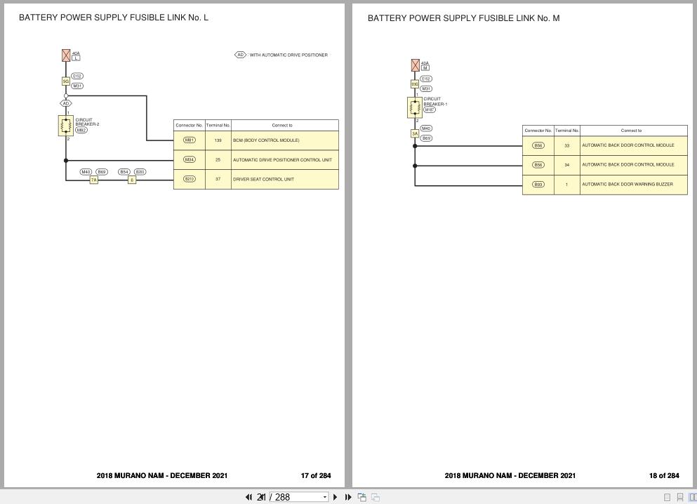 Nissan MURANO Z52 2018 December 2021 Wiring Diagrams 2