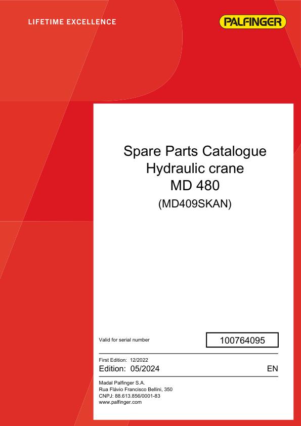 Palfinger Crane MD 480 MD409SKAN Spare Parts Catalog 1