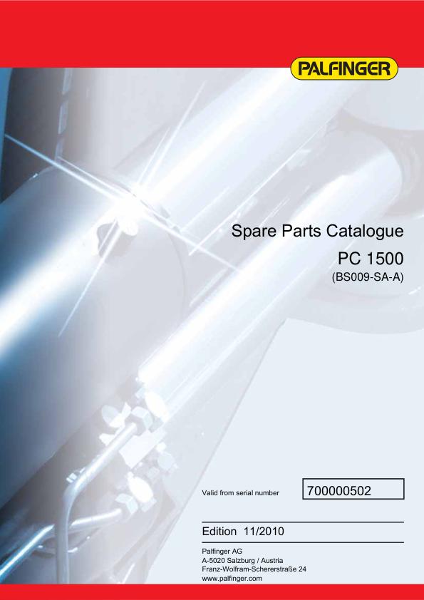 Palfinger Crane PC 1500 BS009 SA A Spare Parts Catalog 1