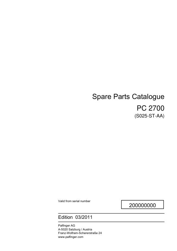 Palfinger Crane PC 2700 S025 ST AA Spare Parts Catalog 1