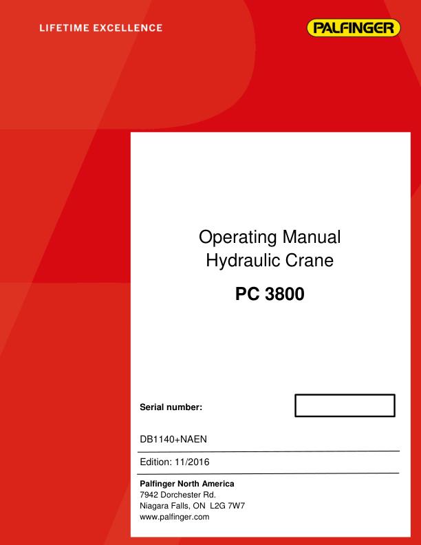 Palfinger Crane PC 3800 Operating Manual 1