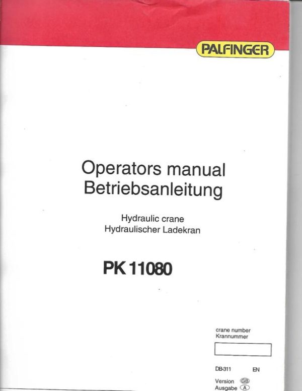Palfinger Crane PK 11080 Operators Manual 1