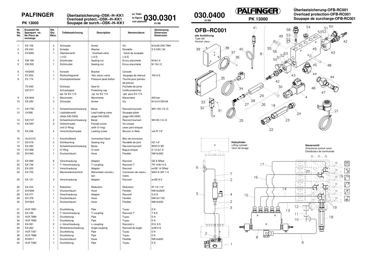 Palfinger Crane PK 13000 1307 Spare Parts Catalog