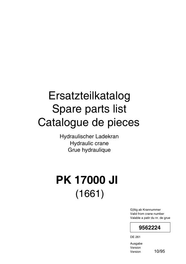 Palfinger Crane PK 17000 JI 1661 Spare Parts Catalog 1