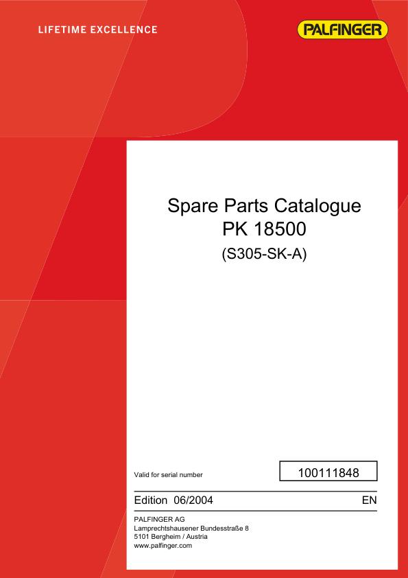 Palfinger Crane PK 18500 S305 SK A Spare Parts Catalog 1