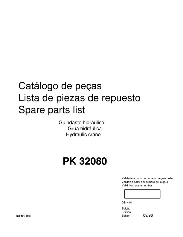 Palfinger Crane PK 32080 Spare Parts Catalog 1
