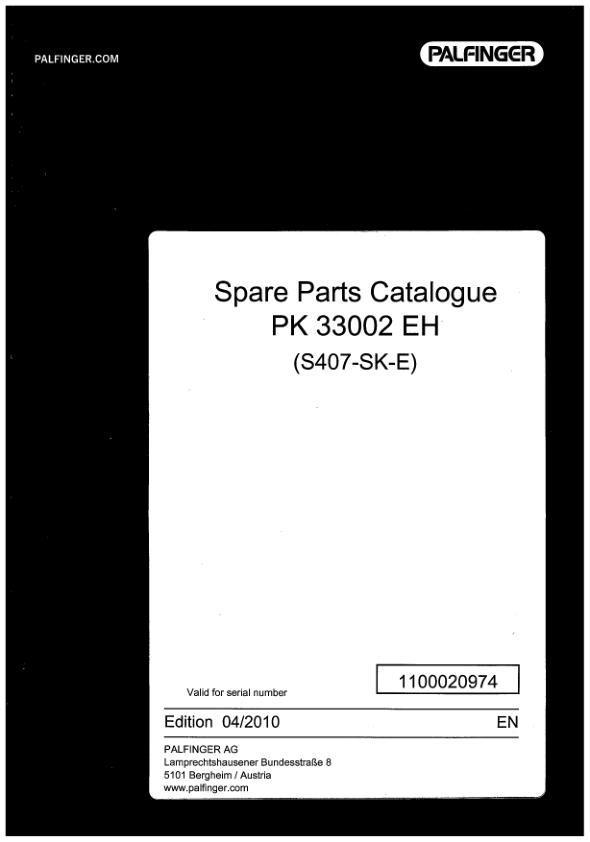 Palfinger Crane PK 33002 EH S407 SK E Spare Parts Catalog 1