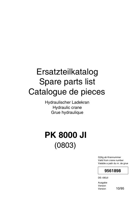 Palfinger Crane PK 8000 JI 0803 Spare Parts Catalog 1