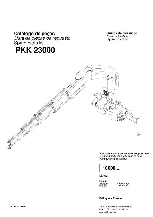 Palfinger Crane PKK 23000 Spare Parts Catalog 1
