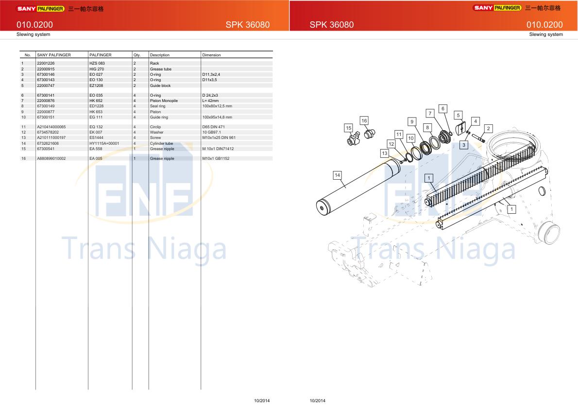 Palfinger Crane SPK 36080 Spare Parts Catalog