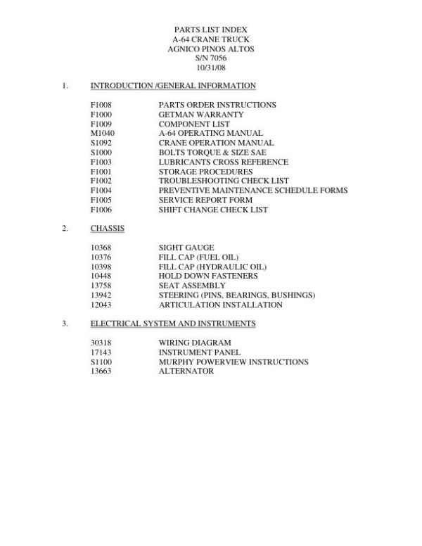 Palfinger Getman Crane Truck A 64 Operating and Maintenance Manual 1