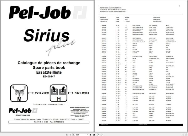 Pel Job Sirius Plus Excavator Spare Parts Catalog E5400447 1