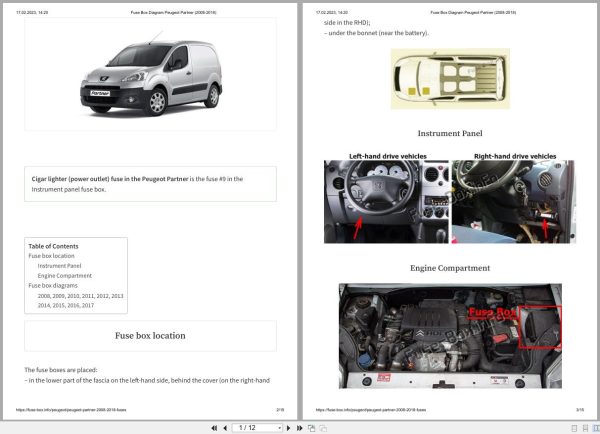 Peugeot Partner 2008 2018 Fuse Box 1
