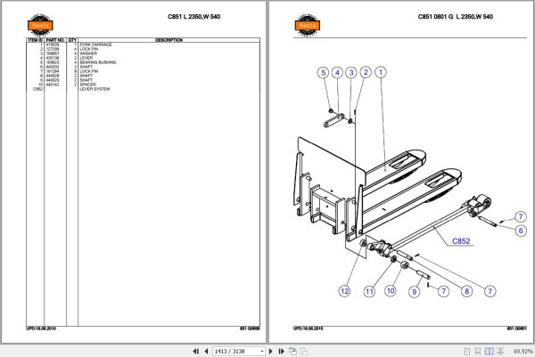 Rocla Order Pickers P20 PD20 PDF10 PF10 Parts Catalog 2010 2