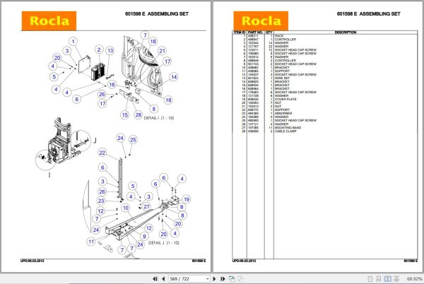 Rocla Order Pickers PHS10 PHX10 Parts Catalog 2012 3
