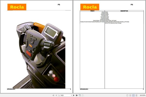 Rocla Order Pickers PS20 PS30t PS20D PS10f PS10Df PS20S PS20DS Parts Catalog 2012 1