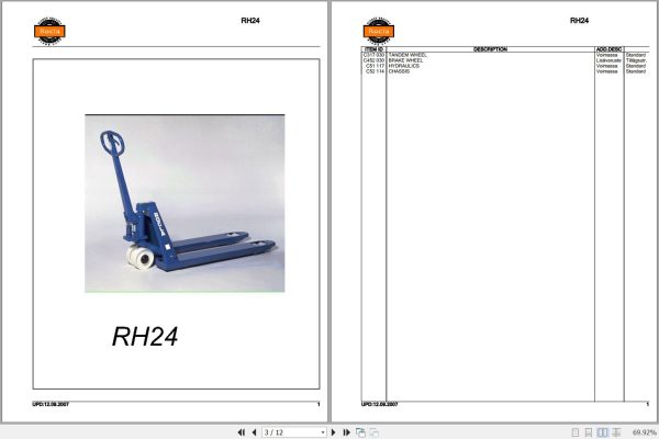 Rocla Pallet Trucks RH24 Parts Catalog 2007 1